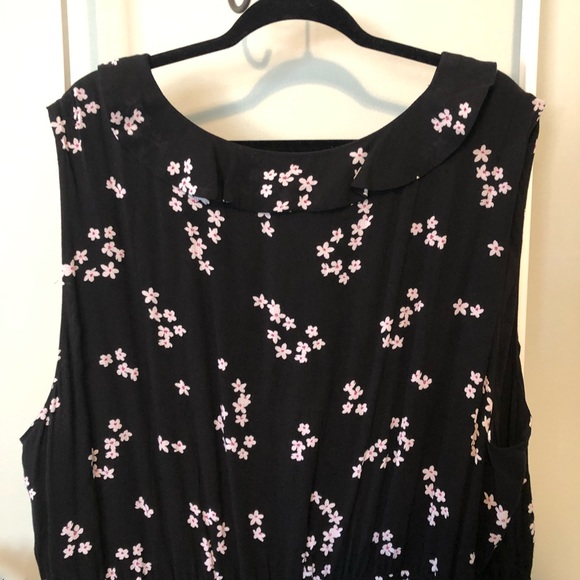 J. Jill Floral Faux Wrap Black Ruffle Flowy Long Maxi Dress - Picture 4 of 6